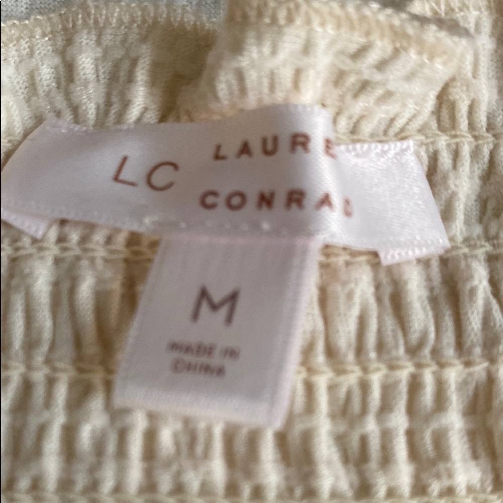 Lauren Conrad Cream Sleeveless Top and Tan Stitched Floral Pants Set - Picture 5 of 7